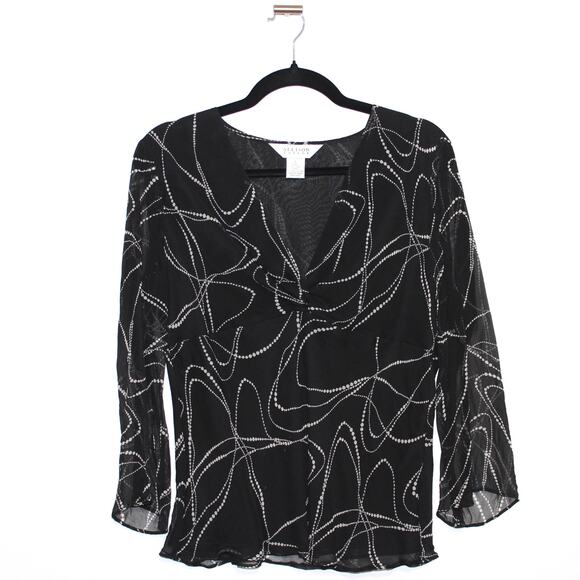 Allison Taylor Tops - Vintage Allison Taylor 100% Silk Blouse Black & White Size Large